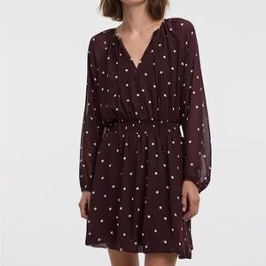 Reitmans Burgundy Polka Dot Long Sleeve Dress